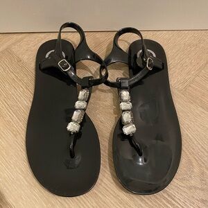 BCBG Black Jelly Gem Sandals Size 11 New